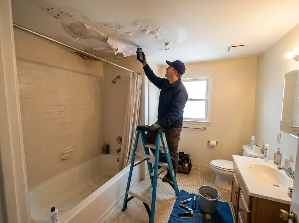bathroom-ceiling-leak-inspecti-002 — client result, Emergency Ceiling Water Leak Repair & Extraction in Englewood